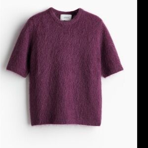 Purple Fuzzy Short Sleeve Sweater